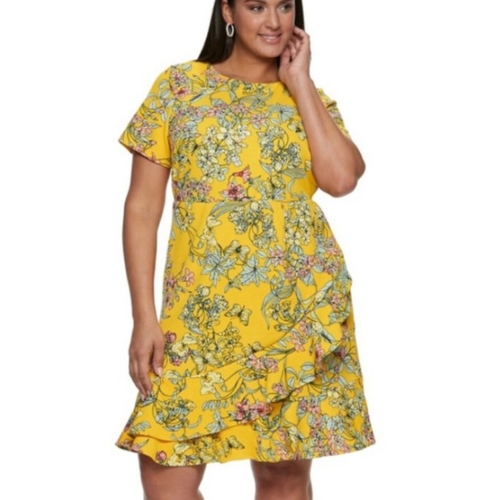NWT Apt 9 Yellow Floral Dress - XL